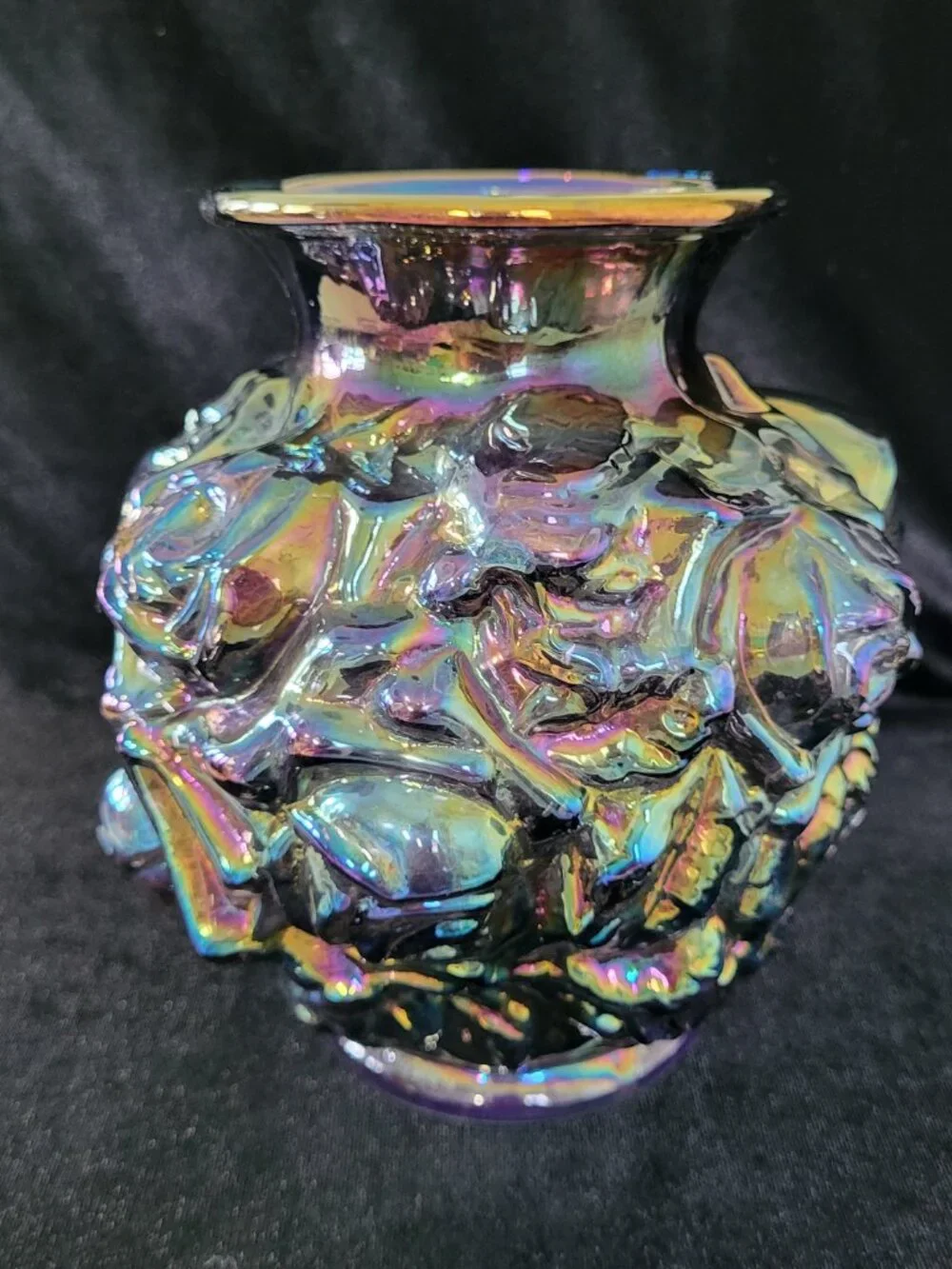 Vintage Imperial Carnival Glass La Bella Rose Vase 6